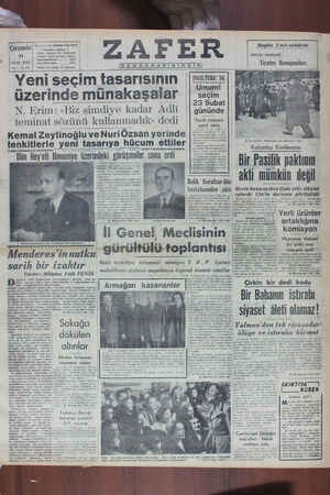 Zafer Gazetesi 11 Ocak 1950 kapağı