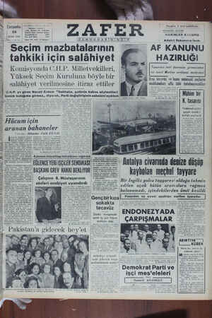 Zafer Gazetesi 25 Ocak 1950 kapağı
