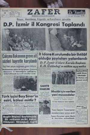 Zafer Gazetesi 29 Ocak 1950 kapağı