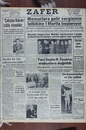 Zafer Gazetesi 4 Şubat 1950 kapağı
