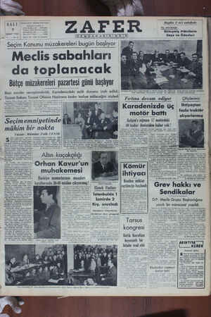 Zafer Gazetesi 7 Şubat 1950 kapağı