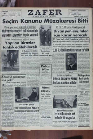 Zafer Gazetesi 11 Şubat 1950 kapağı