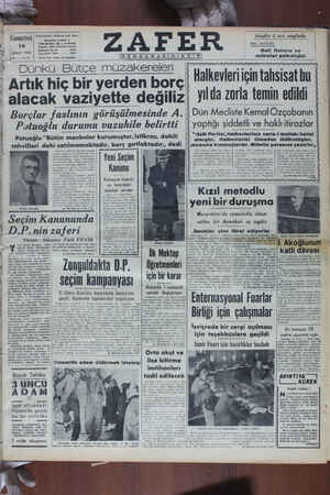 Zafer Gazetesi 18 Şubat 1950 kapağı