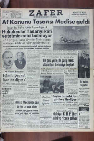 Zafer Gazetesi 4 Mart 1950 kapağı