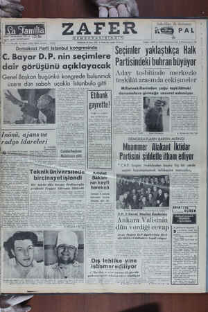  ZAFER seara GEMOKRAS 1 PERŞEMBE 30 Mart 1980 * m Demokrat Parti Istanbul kongresinde €. Bayar D.P. nin seçimlere (dair...