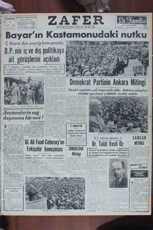Zafer Gazetesi 1 Mayıs 1950 kapağı