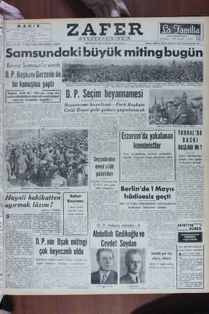 Zafer Gazetesi 2 Mayıs 1950 kapağı