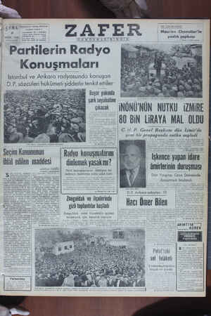 Zafer Gazetesi 5 Mayıs 1950 kapağı