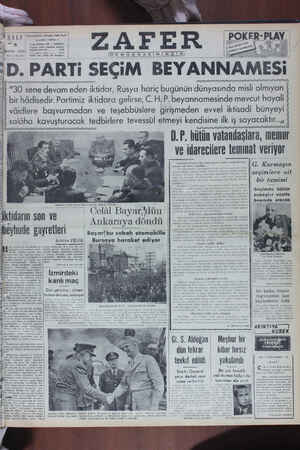 Zafer Gazetesi 9 Mayıs 1950 kapağı