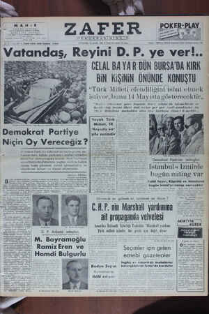 Zafer Gazetesi 10 Mayıs 1950 kapağı