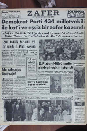 Zafer Gazetesi 17 Mayıs 1950 kapağı
