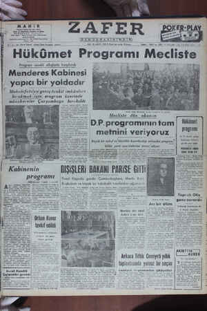 Zafer Gazetesi 30 Mayıs 1950 kapağı