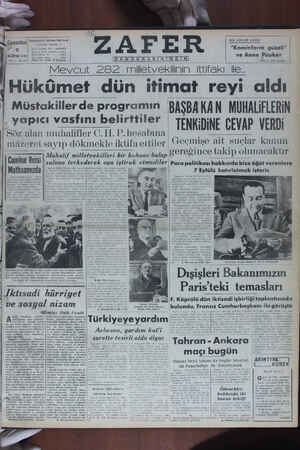 Zafer Gazetesi 3 Haziran 1950 kapağı