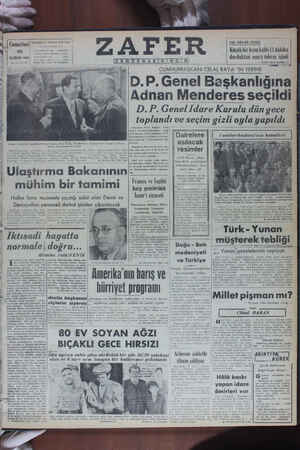 Zafer Gazetesi 10 Haziran 1950 kapağı