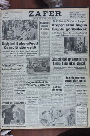Zafer Gazetesi 13 Haziran 1950 kapağı