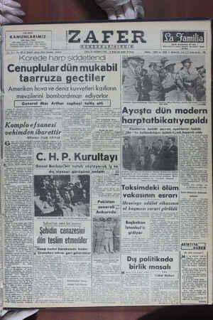 Zafer Gazetesi 30 Haziran 1950 kapağı