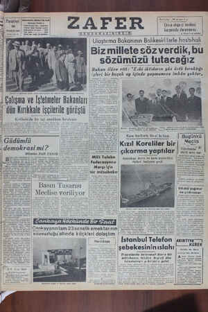 Zafer Gazetesi 10 Temmuz 1950 kapağı