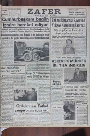 Zafer Gazetesi 13 Temmuz 1950 kapağı