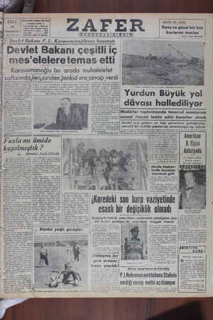 Zafer Gazetesi 18 Temmuz 1950 kapağı