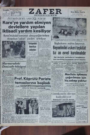 Zafer Gazetesi 2 Ağustos 1950 kapağı