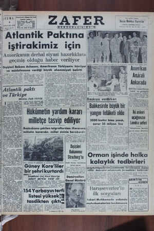 Zafer Gazetesi 4 Ağustos 1950 kapağı