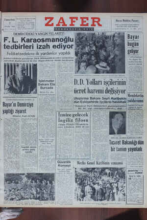    Cumartesi EYLÜL 1950 (d _w Z F.L. Karaosma l l'(ılıkel'!ıle!z'ıııı ıı'ırıılaııııı Türk Huhı etile blı Işletmeler Bakanı...