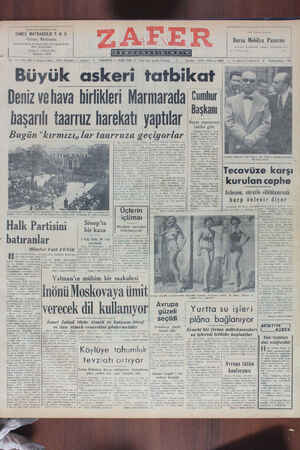 Zafer Gazetesi 11 Eylül 1950 kapağı