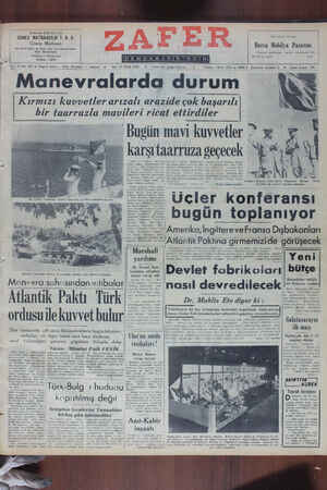 Zafer Gazetesi 12 Eylül 1950 kapağı