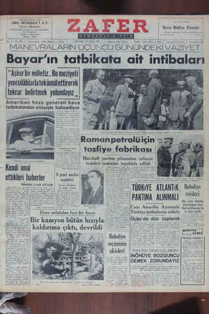 Zafer Gazetesi 13 Eylül 1950 kapağı
