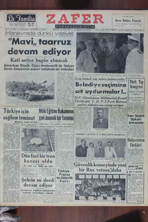 Zafer Gazetesi 14 Eylül 1950 kapağı
