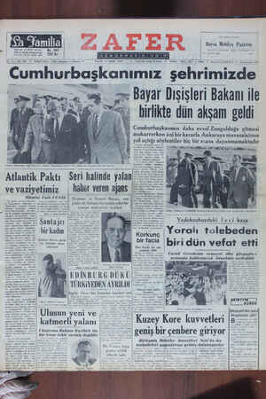 Zafer Gazetesi 17 Eylül 1950 kapağı