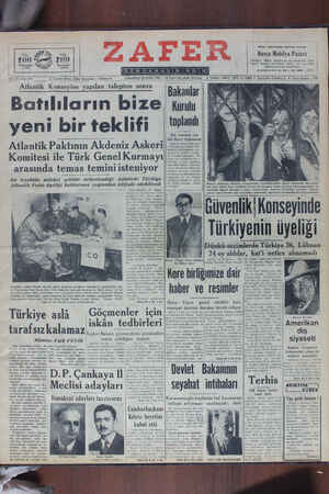 Zafer Gazetesi 30 Eylül 1950 kapağı