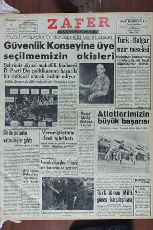 Zafer Gazetesi 9 Ekim 1950 kapağı