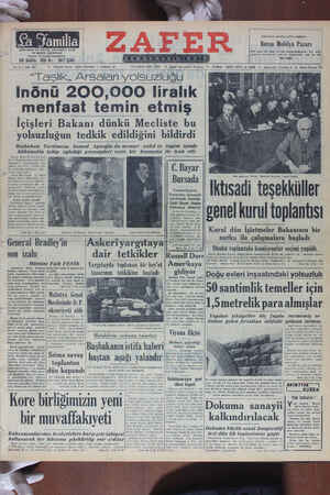 Zafer Gazetesi 21 Ekim 1950 kapağı