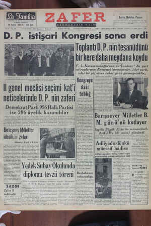 Zafer Gazetesi 24 Ekim 1950 kapağı