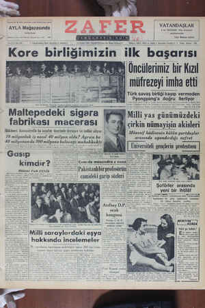 Zafer Gazetesi 13 Kasım 1950 kapağı