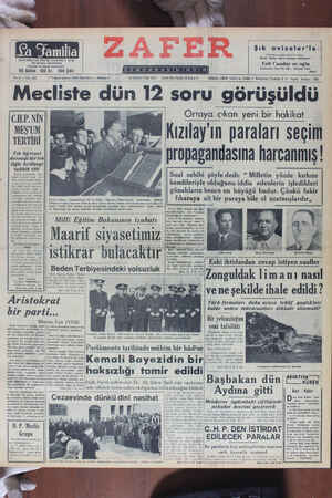 Zafer Gazetesi 14 Kasım 1950 kapağı