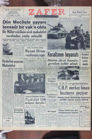 Zafer Gazetesi 16 Kasım 1950 kapağı