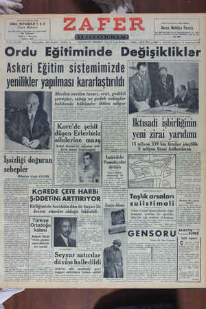 Zafer Gazetesi 23 Kasım 1950 kapağı