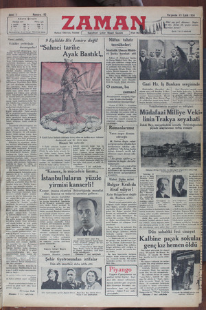 Zaman Gazetesi 13 Eylül 1934 kapağı