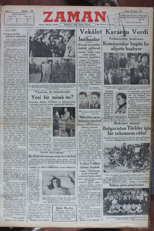 Zaman Gazetesi 23 Eylül 1934 kapağı