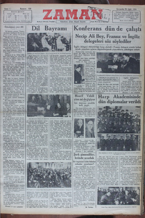 Zaman Gazetesi 26 Eylül 1934 kapağı