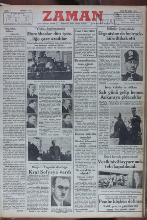 Zaman Gazetesi 28 Eylül 1934 kapağı