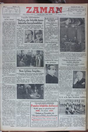 Zaman Gazetesi 29 Eylül 1934 kapağı