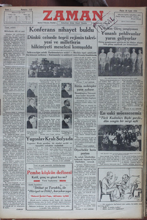 Zaman Gazetesi 30 Eylül 1934 kapağı