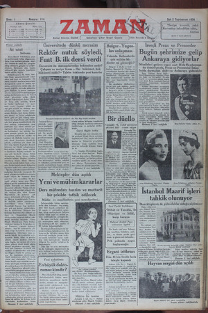Zaman Gazetesi 2 Ekim 1934 kapağı