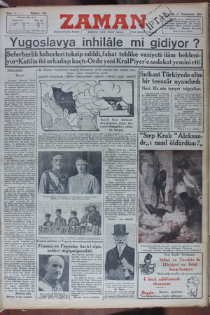 Zaman Gazetesi 11 Ekim 1934 kapağı