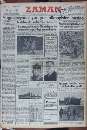 Zaman Gazetesi 12 Ekim 1934 kapağı