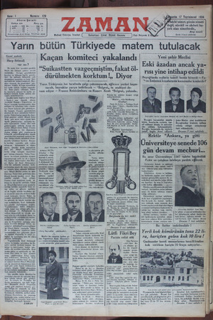 Zaman Gazetesi 17 Ekim 1934 kapağı