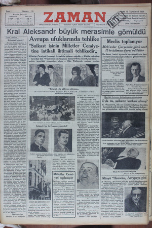 Zaman Gazetesi 19 Ekim 1934 kapağı